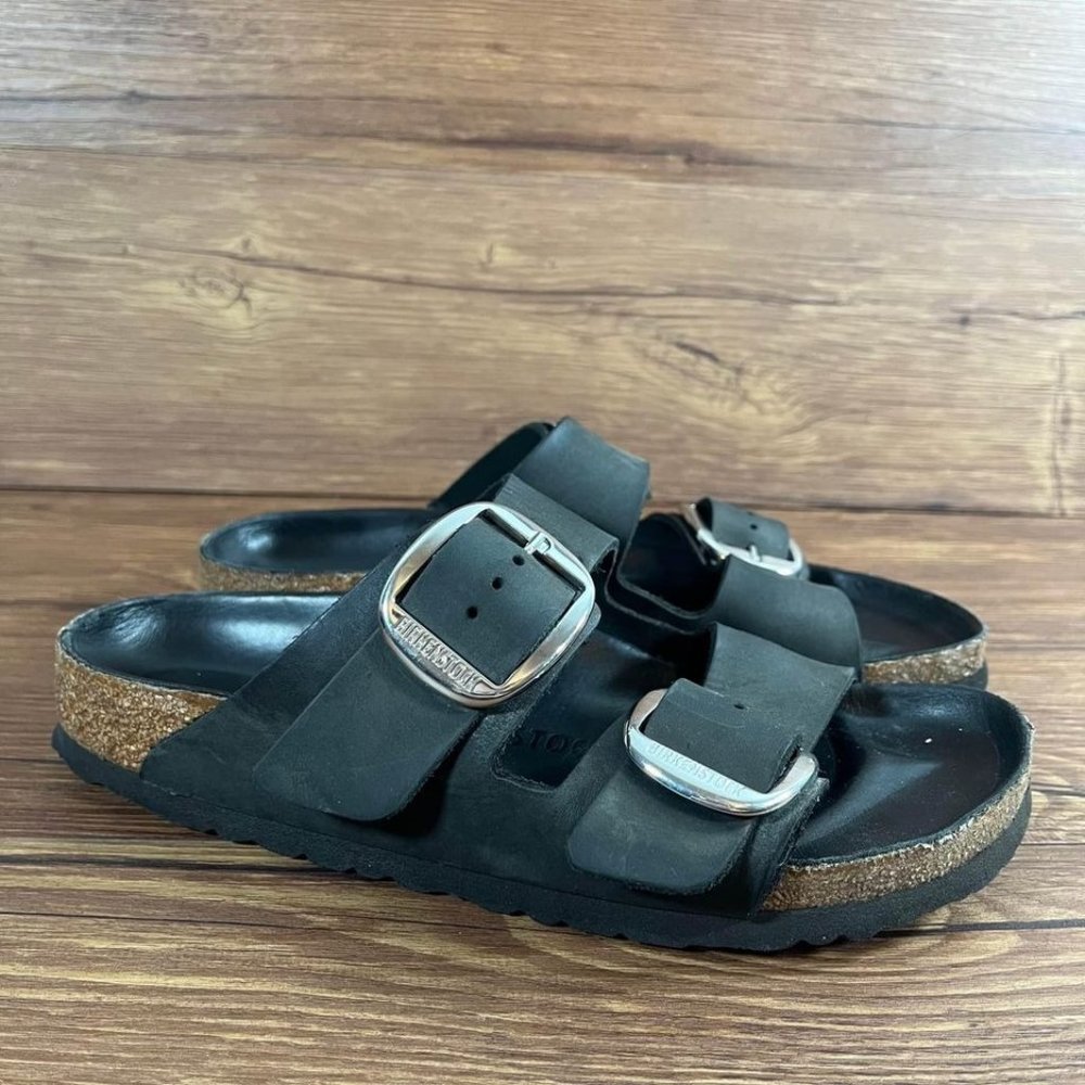 Birkenstock Arizona Big Buckle Black Leather Sandals Women’s Size 8 (38)